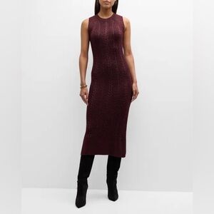 PAIGE Marium Sleeveless Cable-Knit Midi Dress